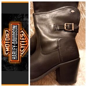 Harley-Davidson Black Leather Heeled Boots